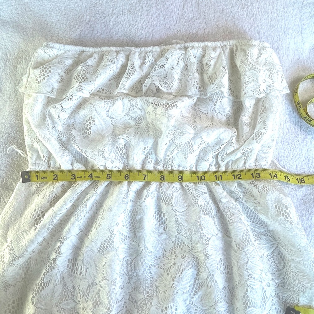 Trixxi White Lace Strapless High/Low Dress Size Medium - Picture 11 of 13